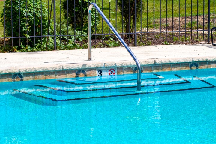 the swimming pool is clean and ready for us to use