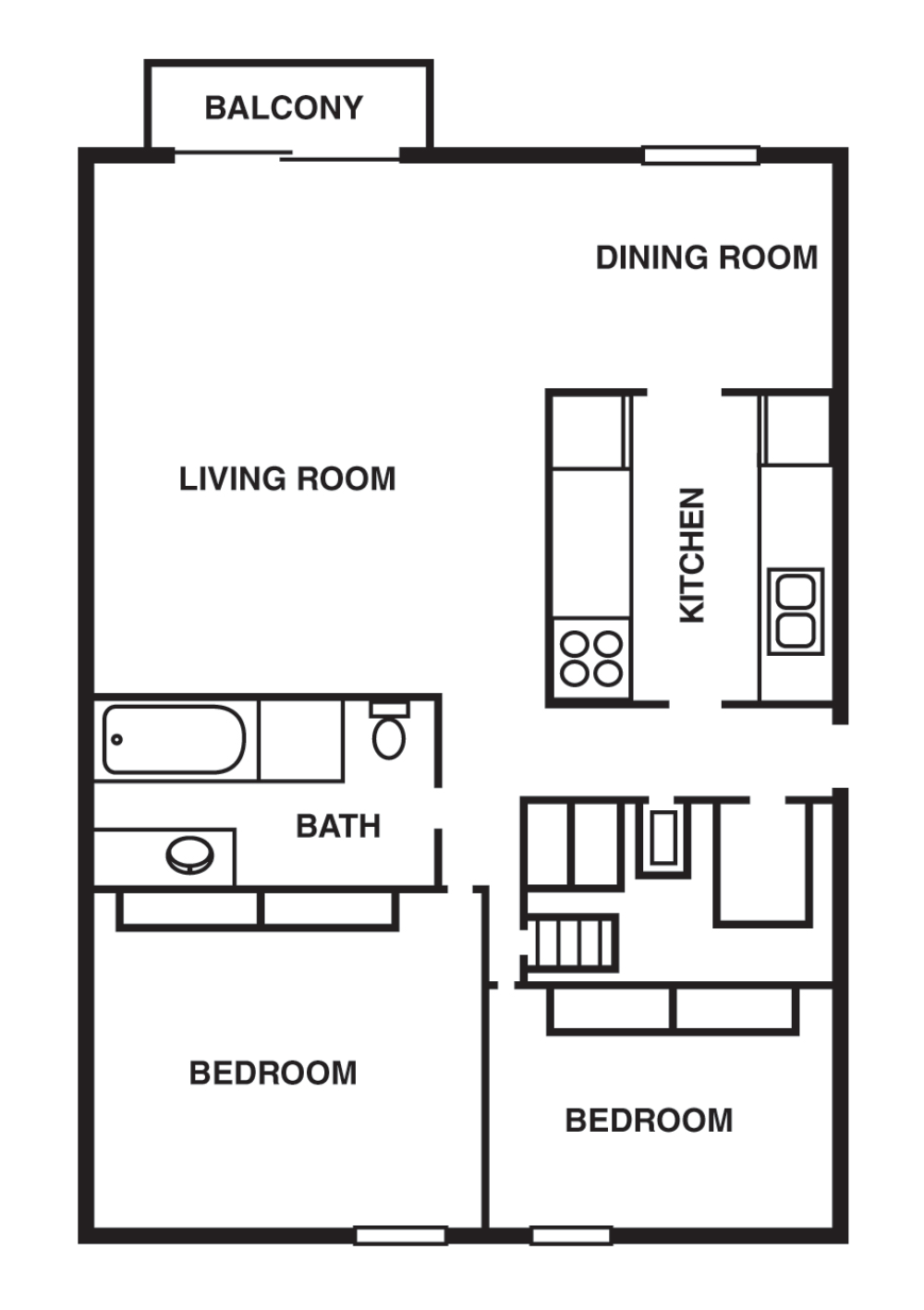 2 Bedroom/1 Bathroom