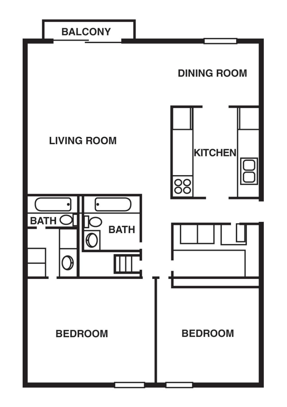 2 Bedroom/2 Bathroom with Woodgrain Floors