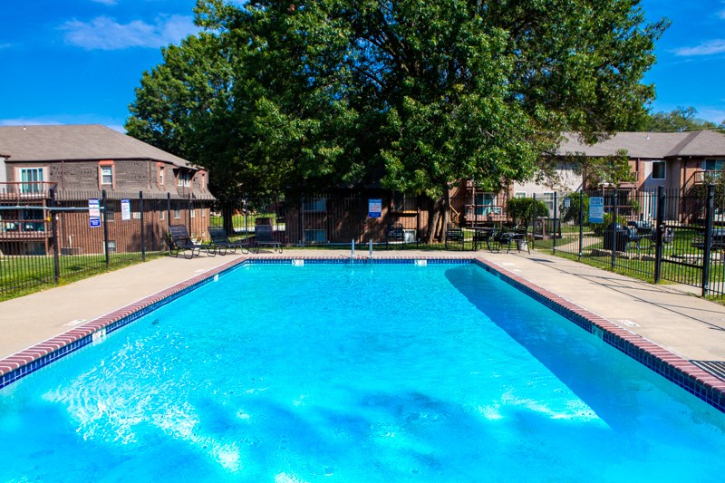 the swimming pool at the apartments for rent