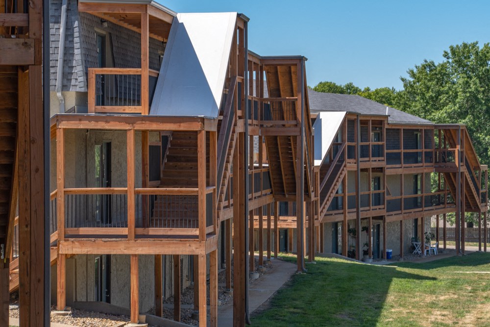 a group of wooden buildings stacked on top of each other