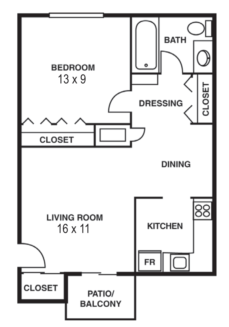 Large 1 Bedroom/1 Bathroom