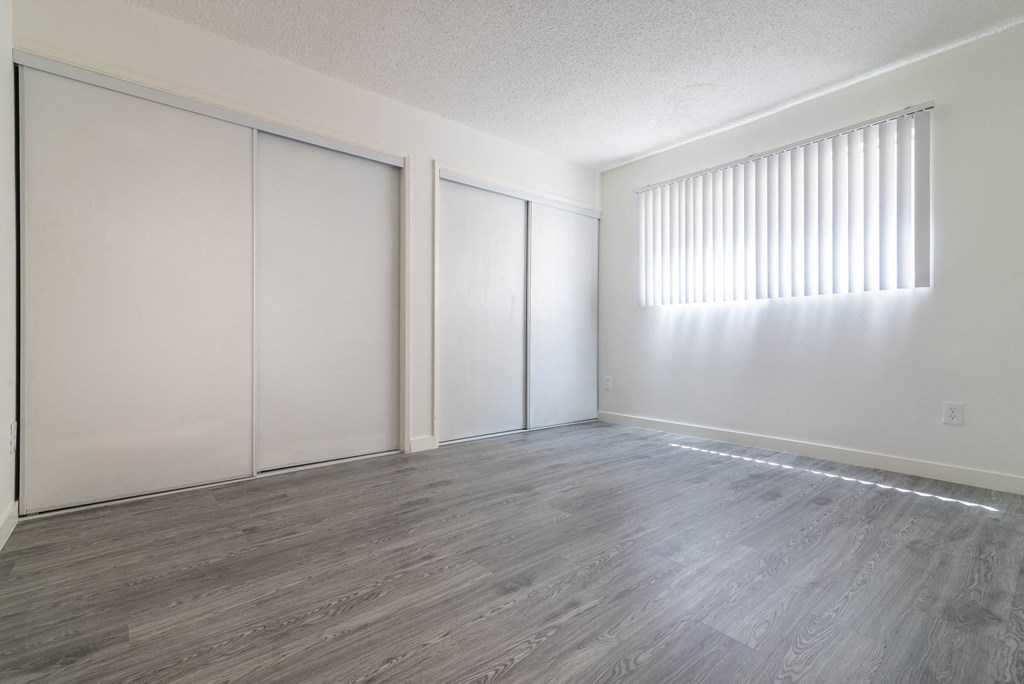 Bedroom with large closets