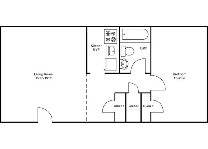 One Bedroom Floor Plan 2