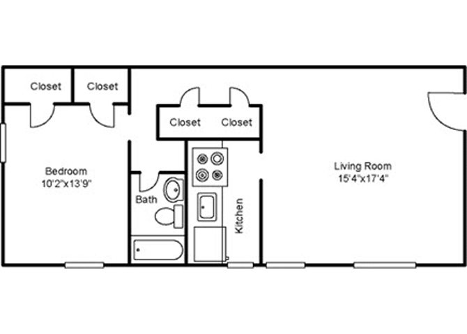 One Bedroom Deluxe Floor Plan 3