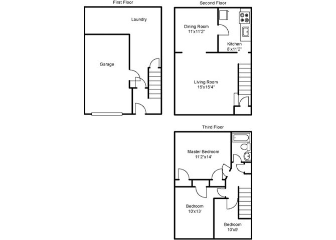 Three Bedroom Townhouse Floor Plan 6