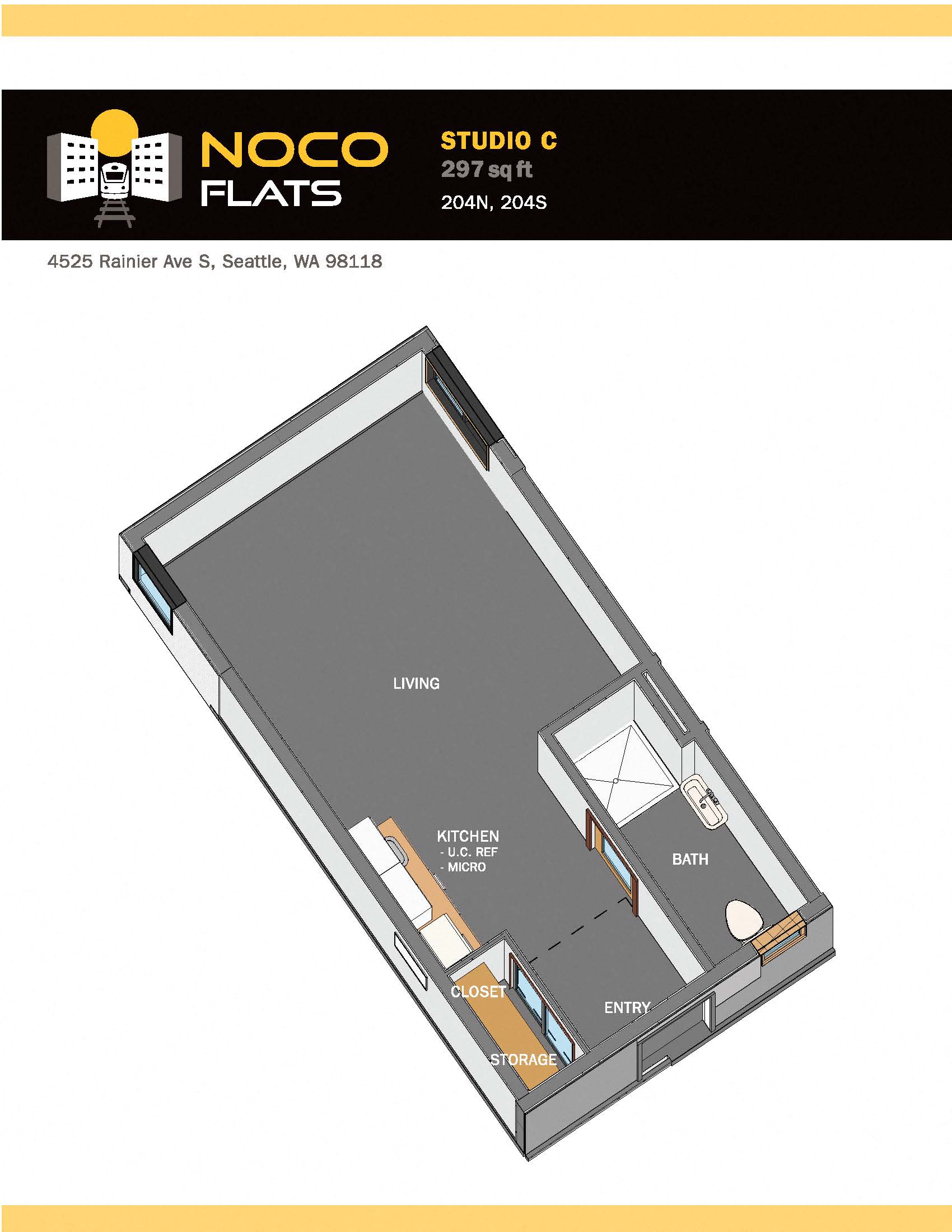a schematic of a nook flats floor plan