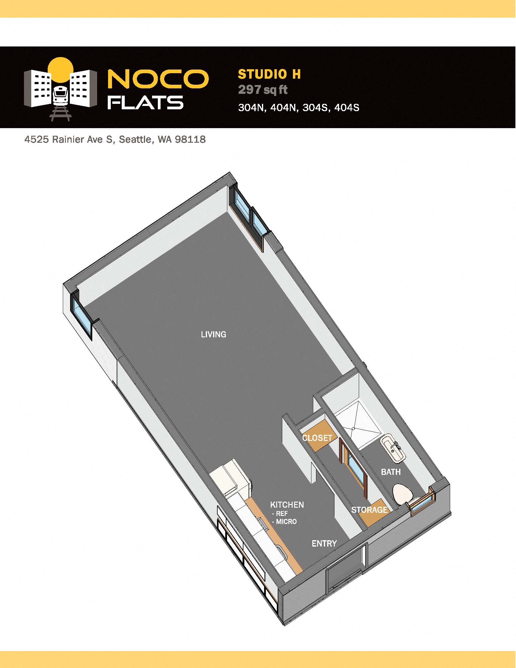 a schematic of a nook flats floor plan