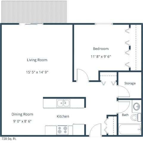 Columbia West Apartments | One Bedroom Plan A