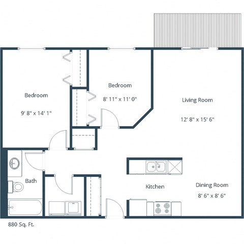 Columbia West Apartments | Two Bedroom Plan A