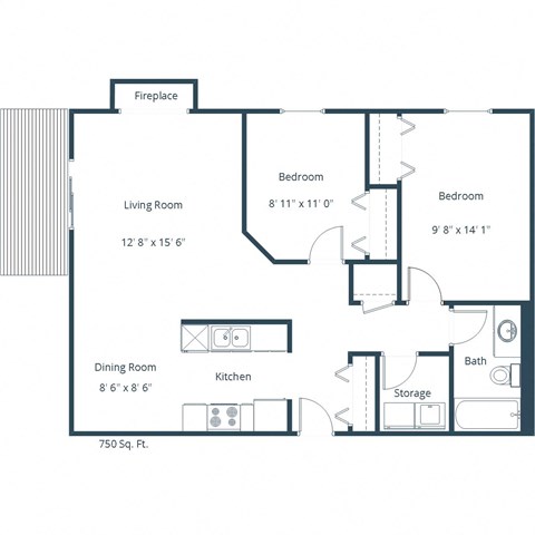 Columbia West Apartments | Two Bedroom Plan B