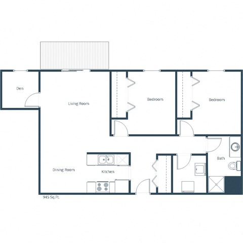 Columbia West Apartments | Two Bedroom Plan C (with Den)