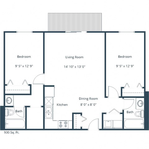 Columbia West Apartments | Two Bedroom Two Bath Floor Plan