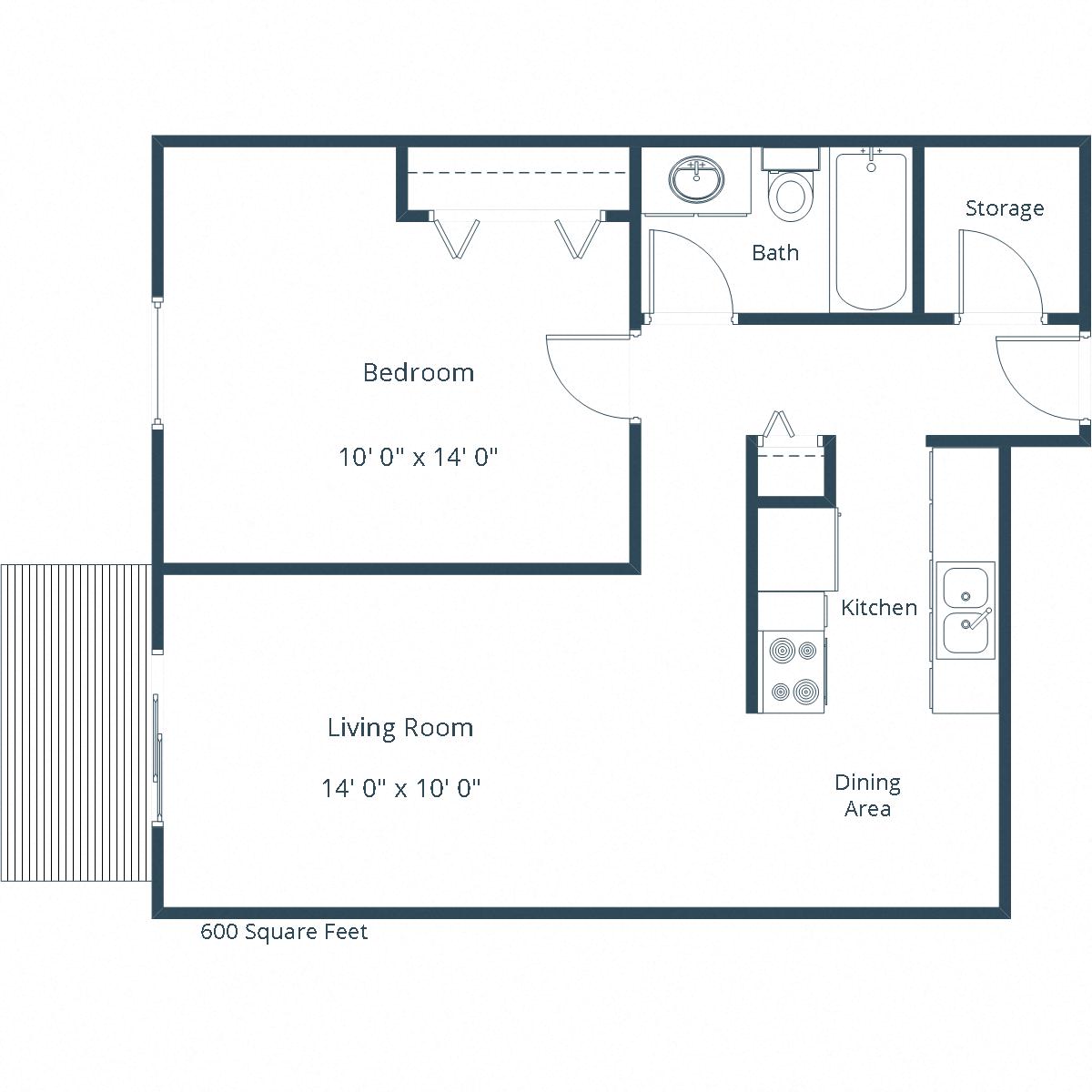 Barrette Arms Apartments | One Bedroom Floor Plan