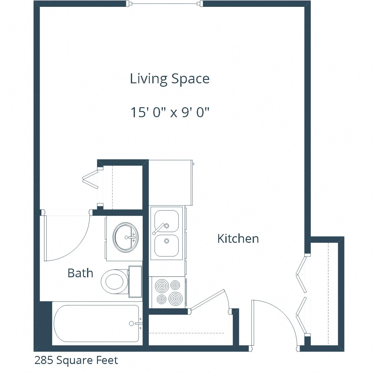 Hoven Lane Apartments | Efficiency Floor Plan