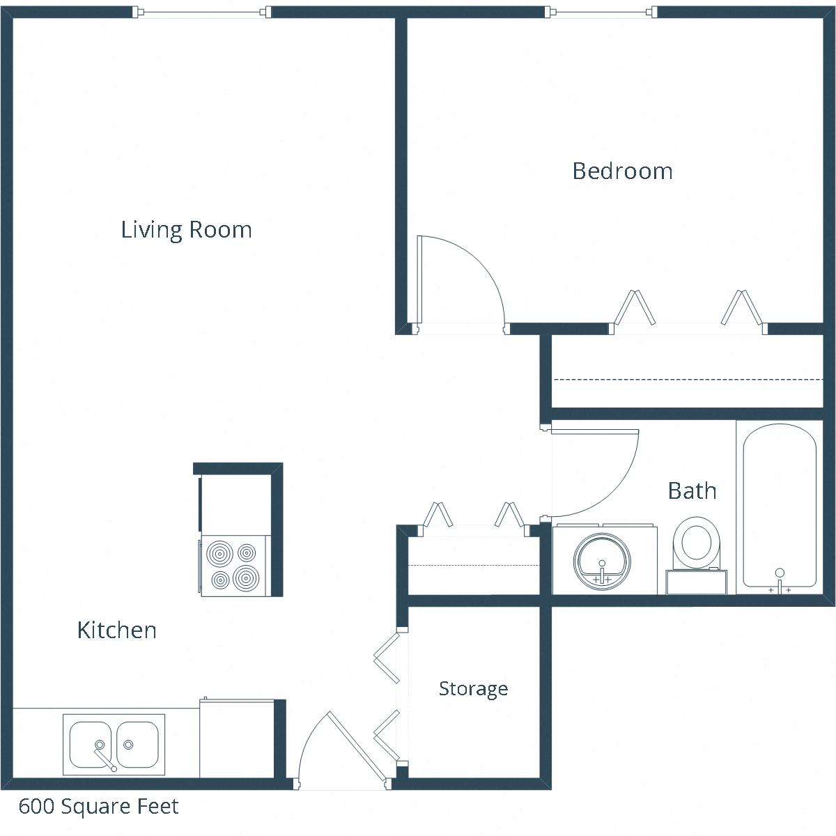 Hoven Lane Apartments | One Bedroom Floor Plan