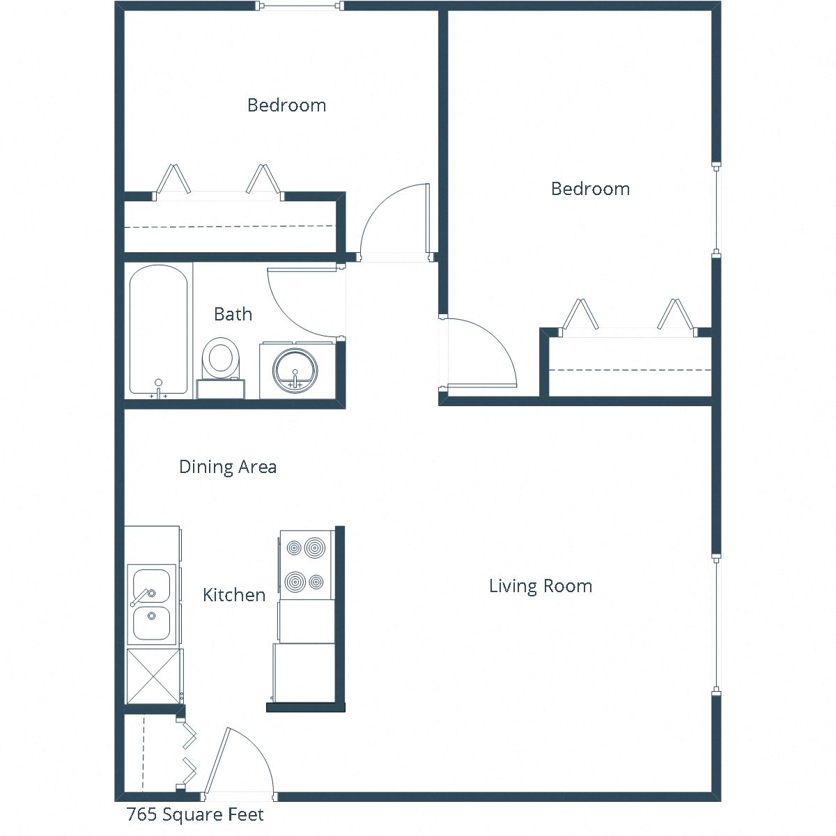 Hoven Lane Apartments | Two Bedroom Floor Plan