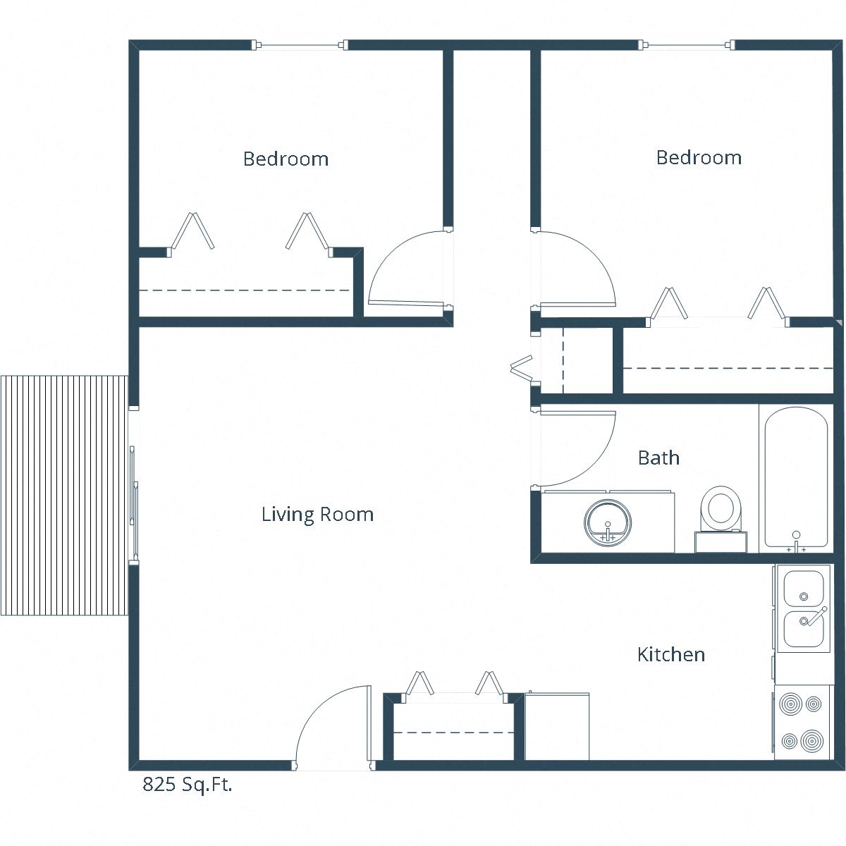 Twin Drive Apartments | Two Bedroom Floor Plan A