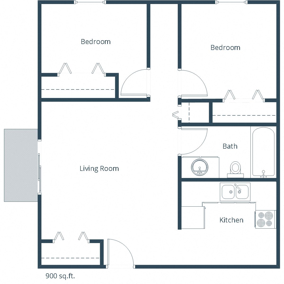 Twin Drive Apartments | Two Bedroom Floor Plan B