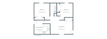 River Park Apartments | Two Bedroom Floor Plan