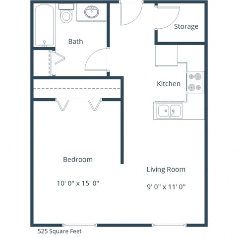 Sierra Ridge Apartments | Efficiency Floor Plan