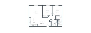 Sierra Ridge Apartments | Two Bedroom Two Bath Floor Plan