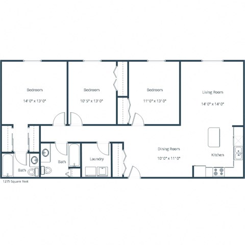 Sierra Ridge Apartments | Three Bedroom Floor Plan B