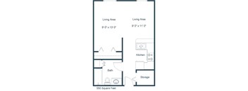Danbury Apartments | Efficiency Floor Plan