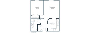 Danbury Apartments | One Bedroom Floor Plan
