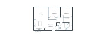 Danbury Apartments | Two Bedroom Two Bath Floor Plan