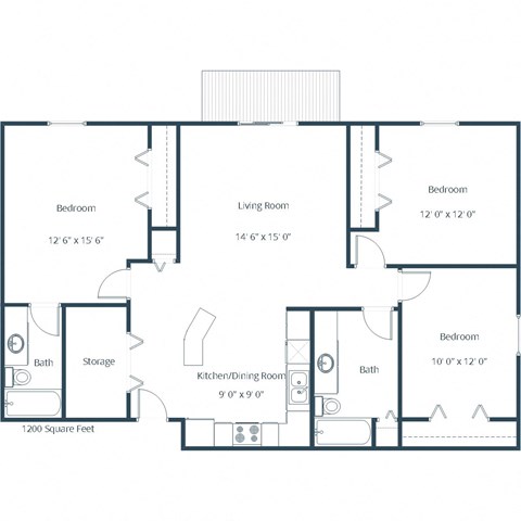 Danbury Apartments | Three Bedroom Floor Plan A