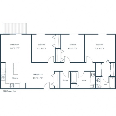 Danbury Apartments | Three Bedroom Floor Plan B