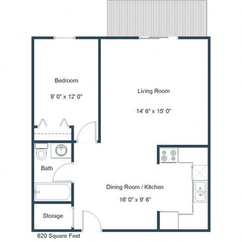 Flagstone Apartments | One Bedroom Floor Plan A