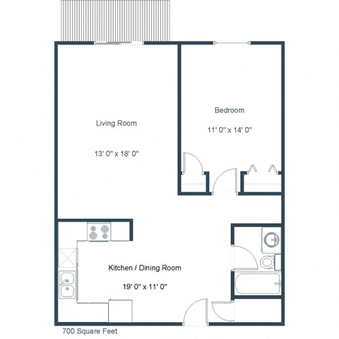 Flagstone Apartments | One Bedroom Floor Plan B