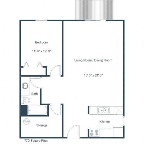 Flagstone Apartments | One Bedroom Floor Plan C