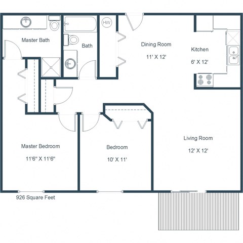 Flagstone Apartments | Two Bedroom Two Bath Floor Plan
