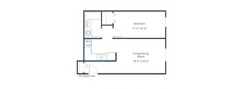 Luxford Court Apartments | One Bedroom Floor Plan