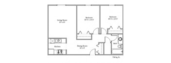 Luxford Court Apartments | Two Bedroom Floor Plan
