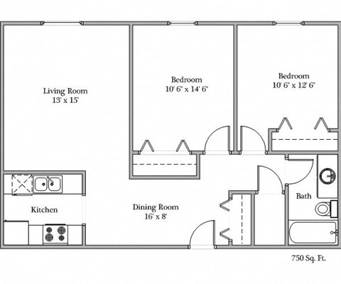 Luxford Court Apartments | Two Bedroom Floor Plan