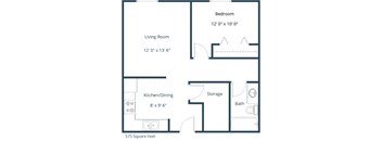Maplewood Bend Apartments | One Bedroom Floor Plan B