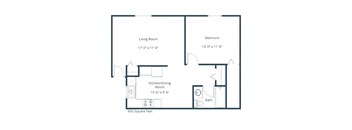 Parkwest Gardens Apartments | One Bedroom Floor Plan