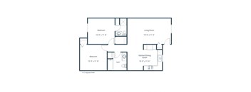 Parkwest Gardens Apartments | Two Bedroom Two Bath Floor Plan