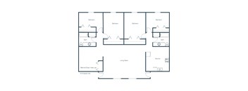 Parkwest Gardens Apartments | Four Bedroom Floor Plan
