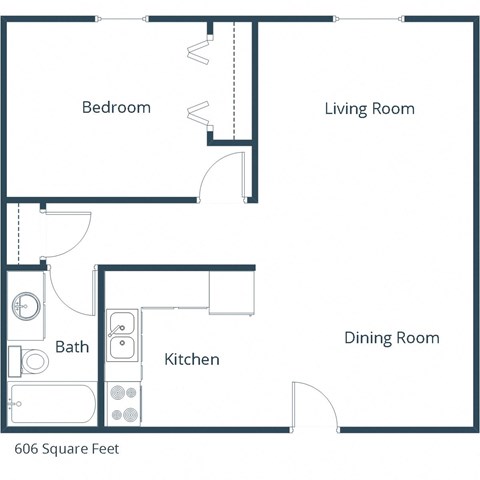North Manor Apartments | One Bedroom Floor Plan