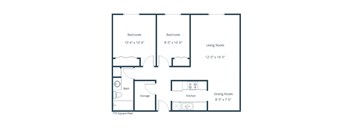 Southgate Apartments | Two Bedroom Floor Plan D