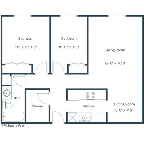 Southgate Apartments | Two Bedroom Floor Plan D