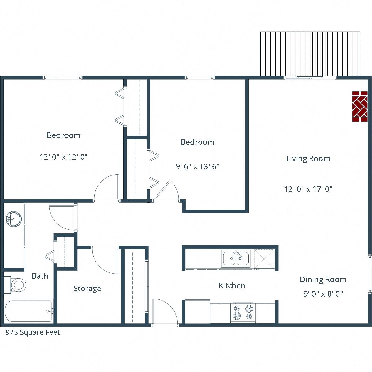 Southview Village Apartments | Two Bedroom Floor Plan Southview Village Apartments | Two Bedroom Floor Plan