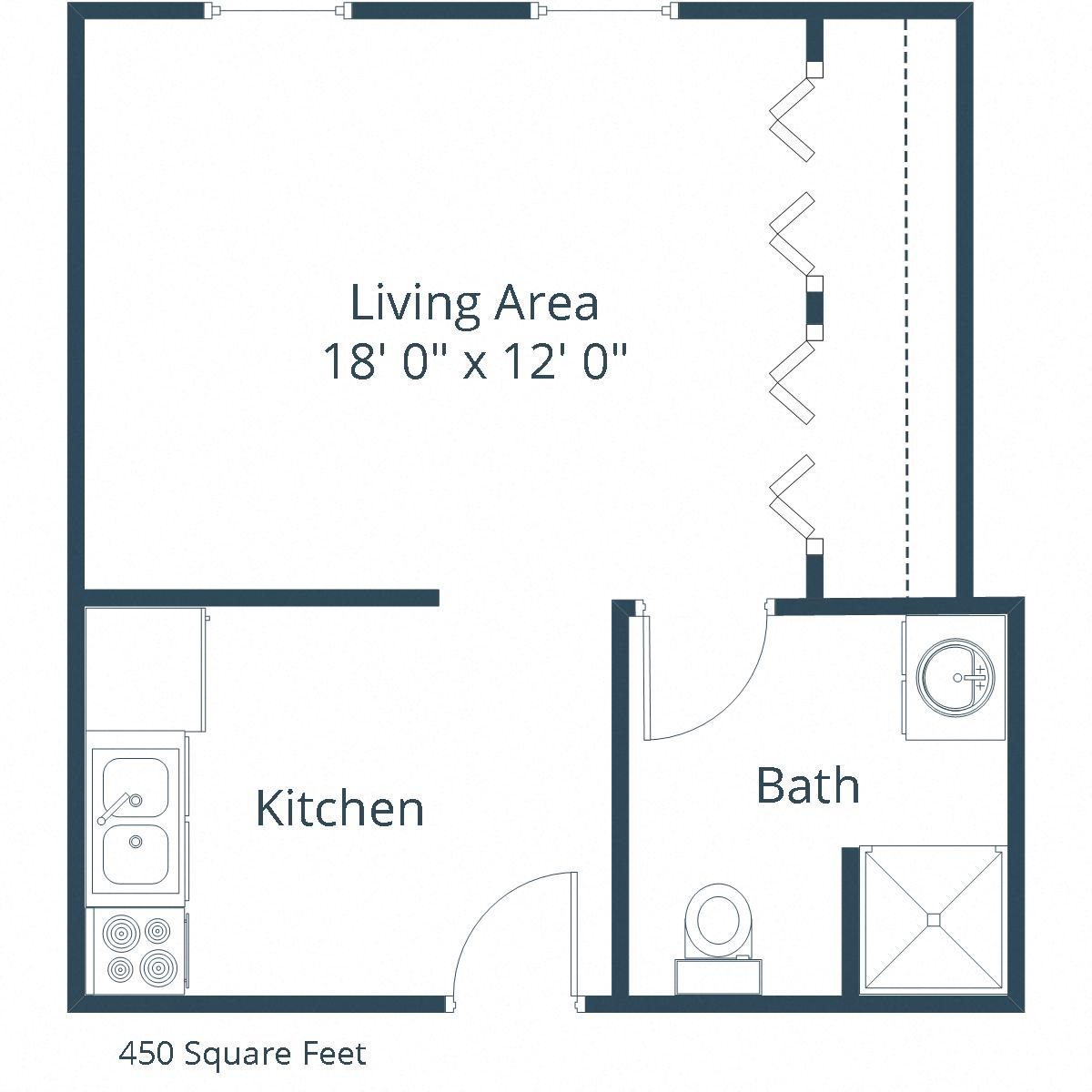 Birchwood 2 Apartments | Efficiency Floor Plan Birchwood 2 Apartments | Efficiency Floor Plan