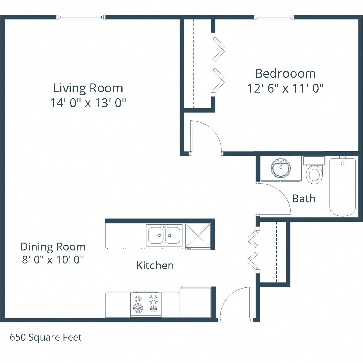 Birchwood 2 Apartments | One Bedroom Floor Plan Birchwood 2 Apartments | One Bedroom Floor Plan