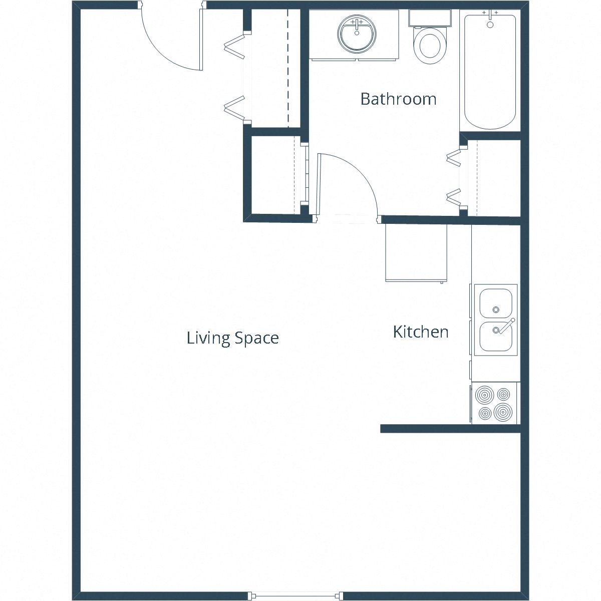 Candlelight Apartments | Efficiency Floor Plan Candlelight Apartments | Efficiency Floor Plan